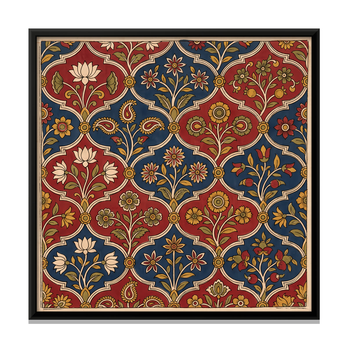 Floral Lattice Pattern - framed canvas print, front view