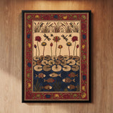 Lotus Pond Cross-section with Fish and Birds