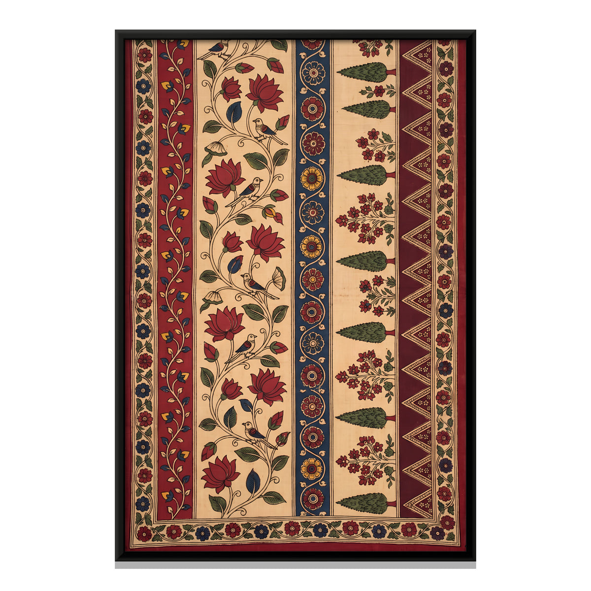 Vertical Floral Stripes - framed canvas print, front view
