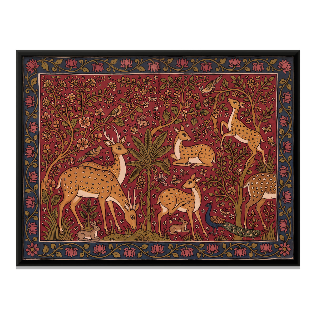 Herd of Spotted Deer - framed canvas print, front view