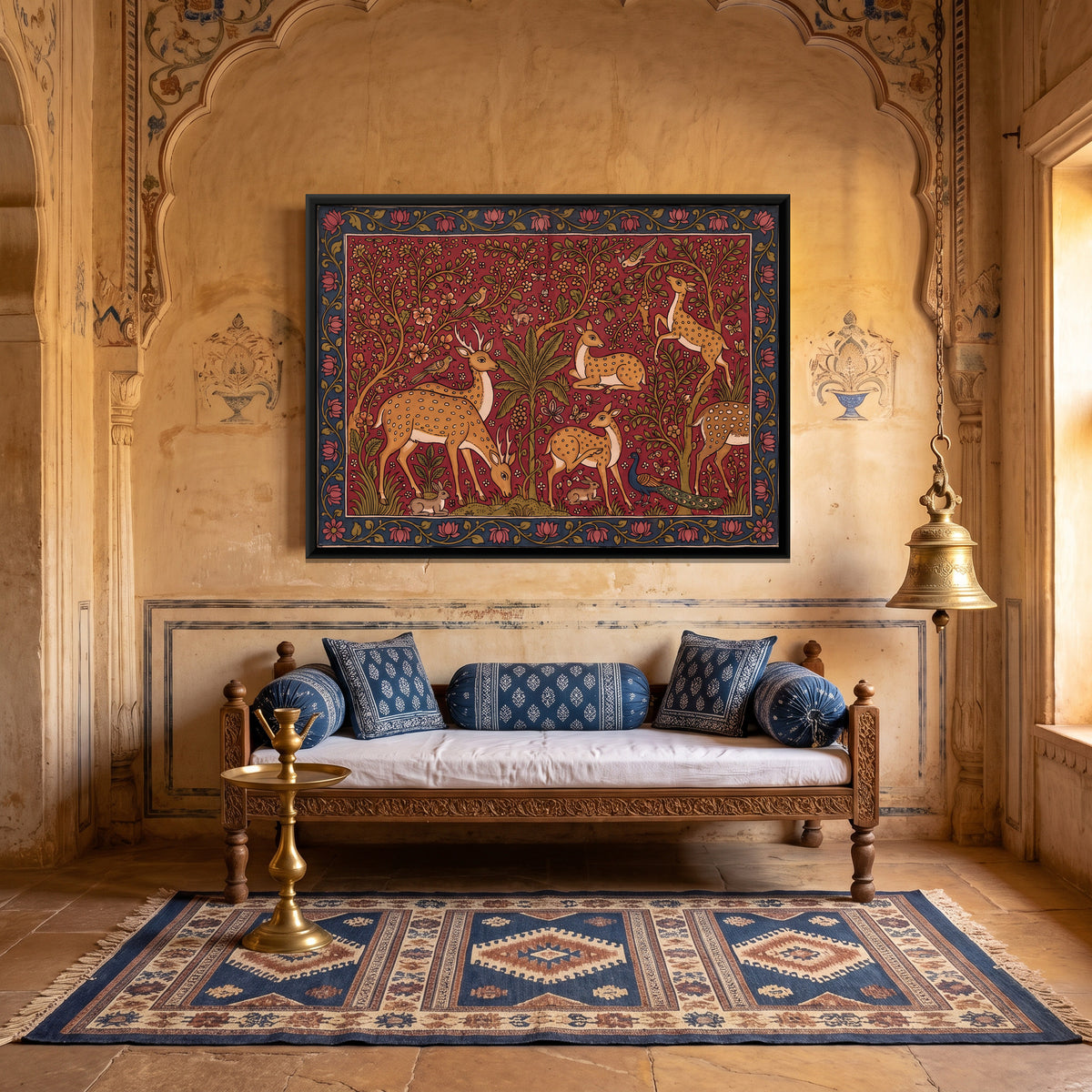 Herd of Spotted Deer - canvas art shown in a second room setting