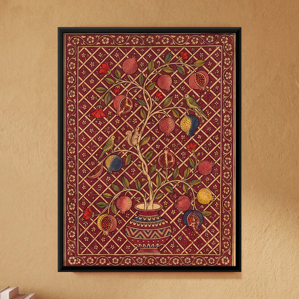 Pomegranate Tree in a Pot with Birds