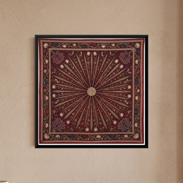 Radiating Sunburst Pattern with Lotus Corners