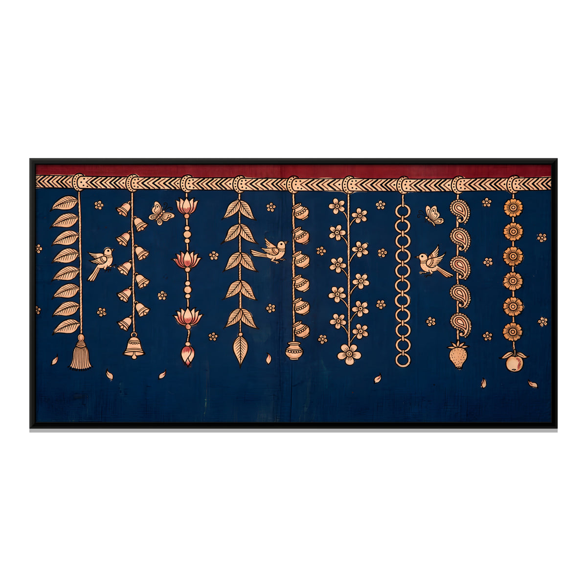 Toran Garlands with Bells - framed canvas print, front view