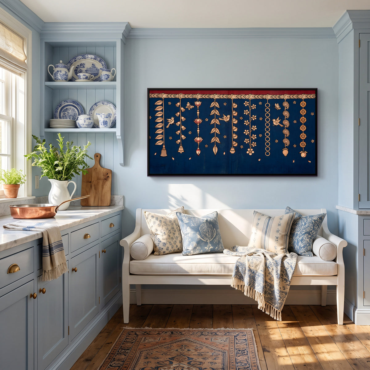 Toran Garlands with Bells - canvas art shown in a styled room