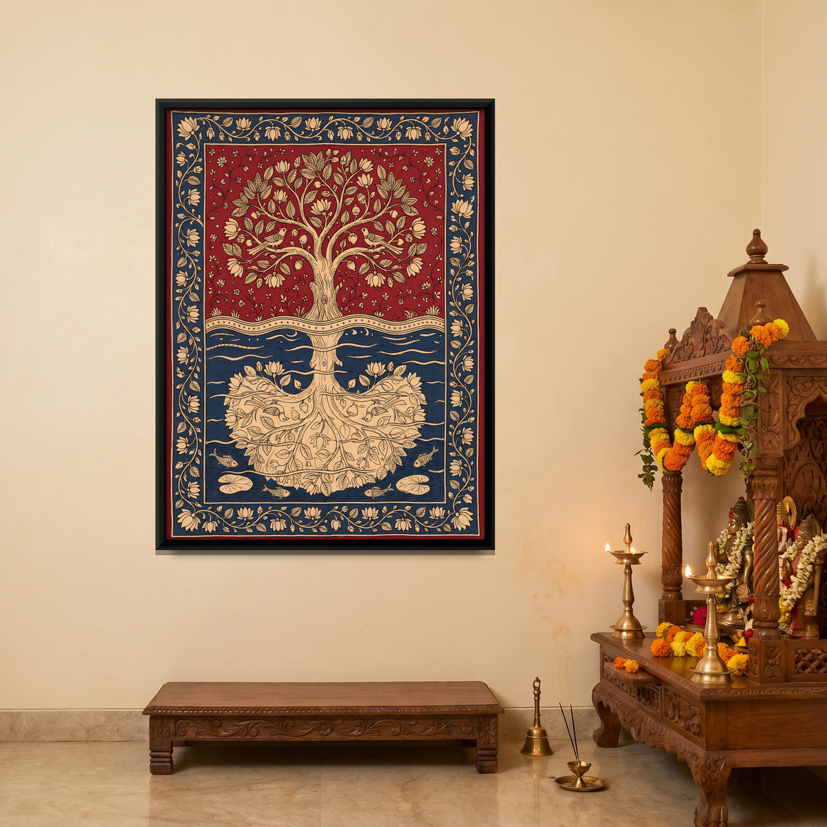 Tree of Life with Roots - canvas art shown in a styled room