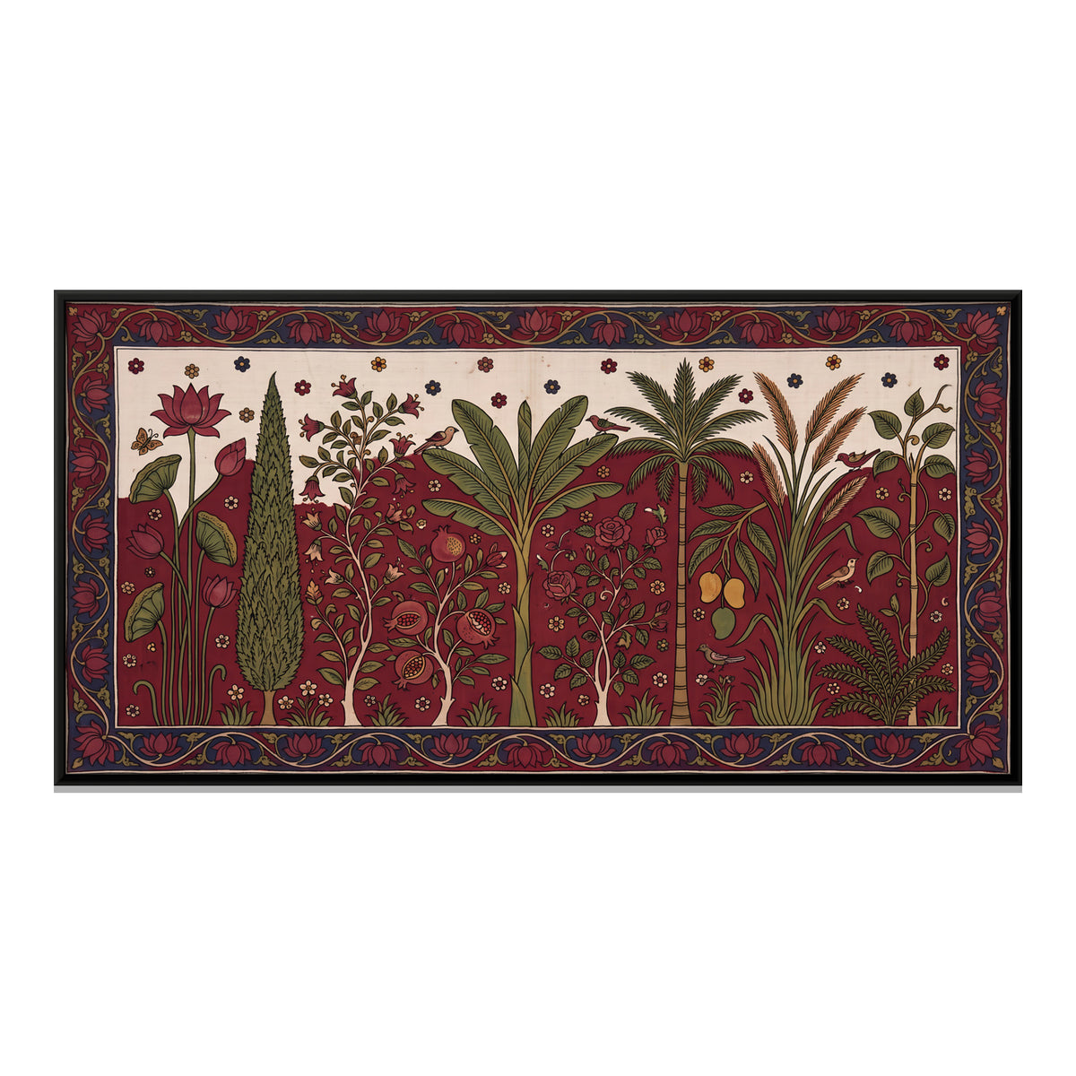 Garden of Trees and Birds - framed canvas print, front view
