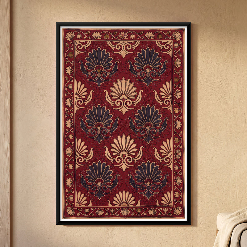 Fan Palmette Pattern - framed canvas art hung on a wall