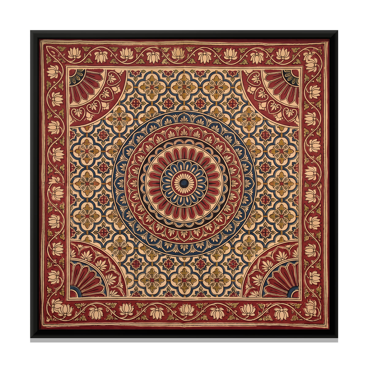 Central Medallion with Fanned Corners - framed canvas print, front view
