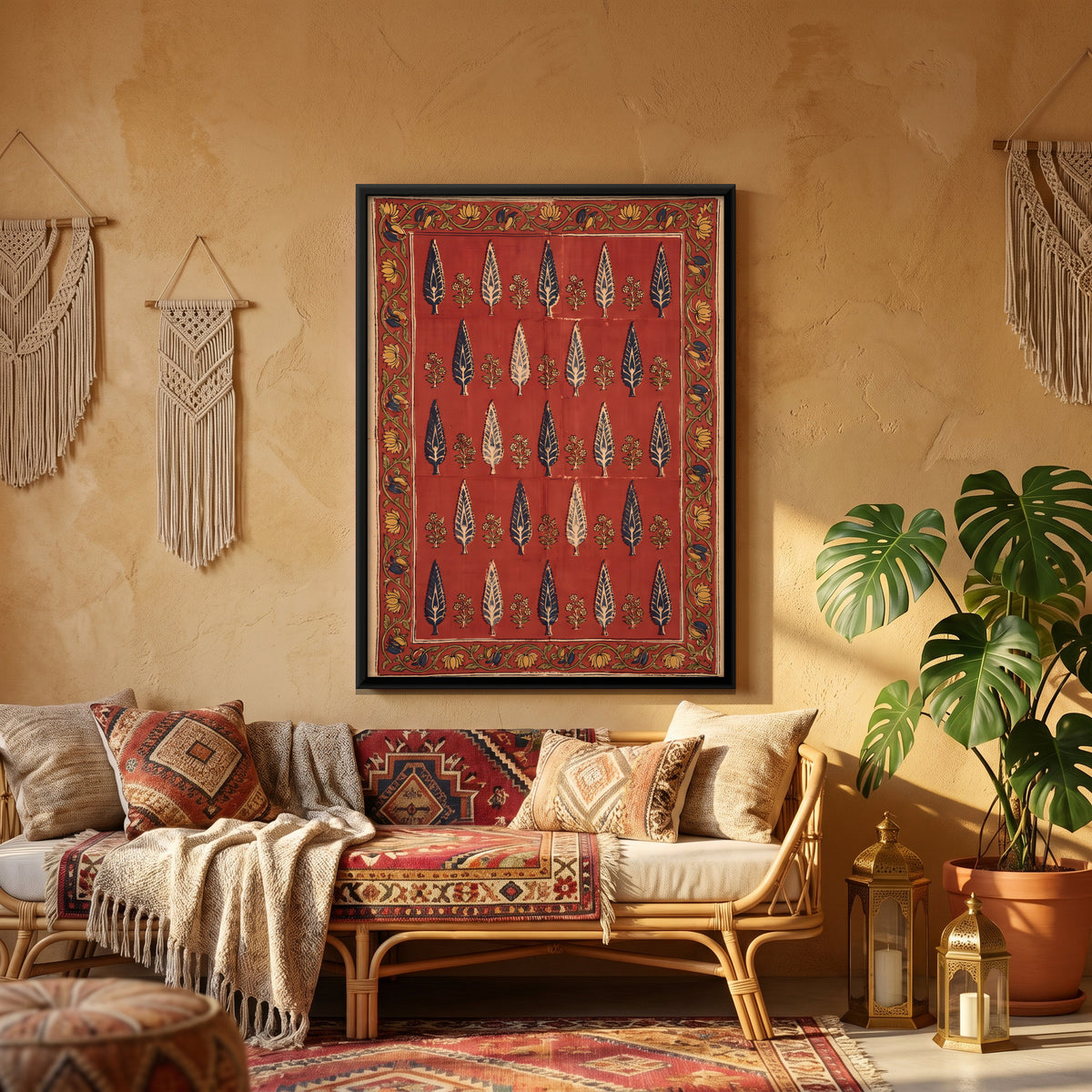 Rows of Cypress Trees - canvas art shown in a second room setting
