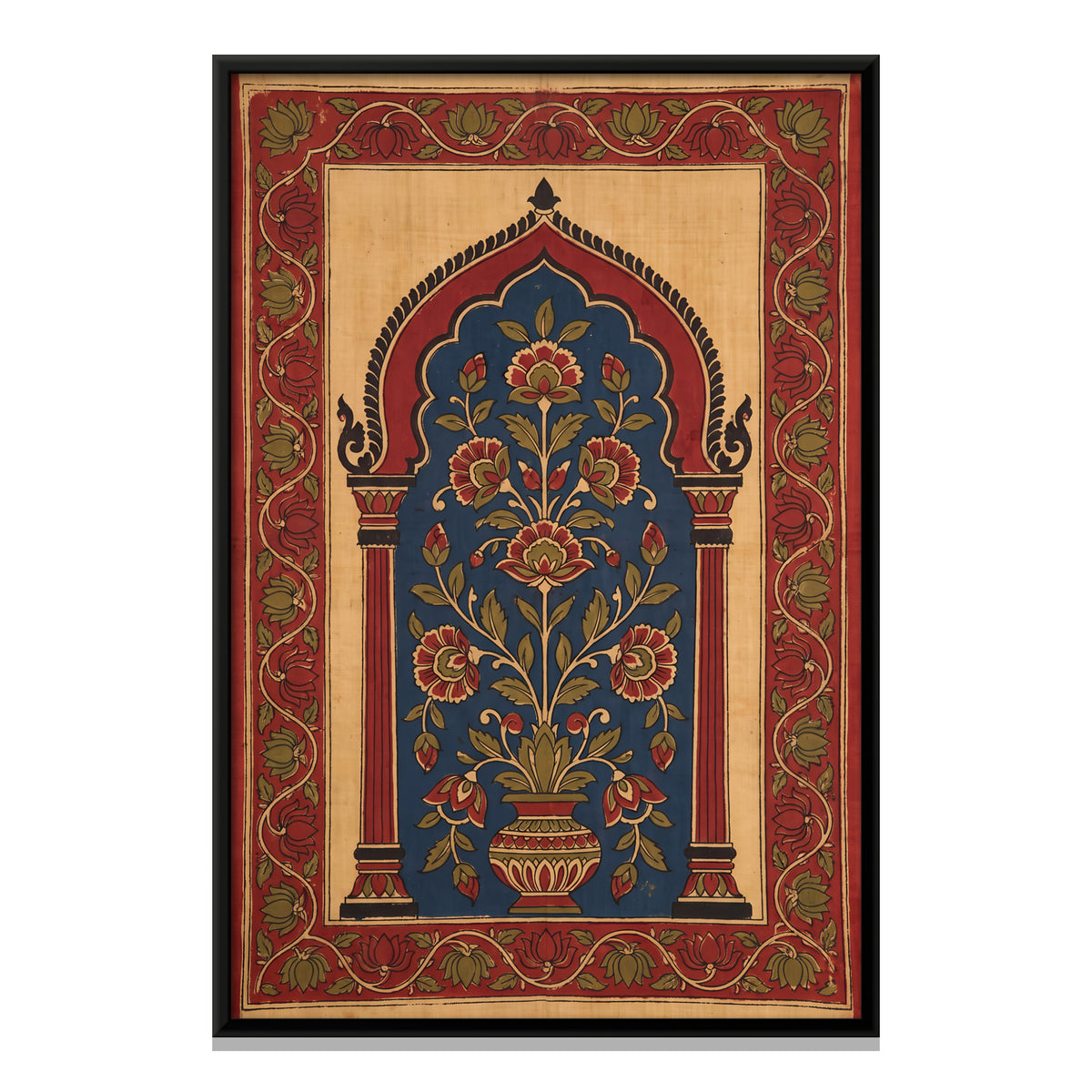Flowering Kalash in an Arch - framed canvas print, front view