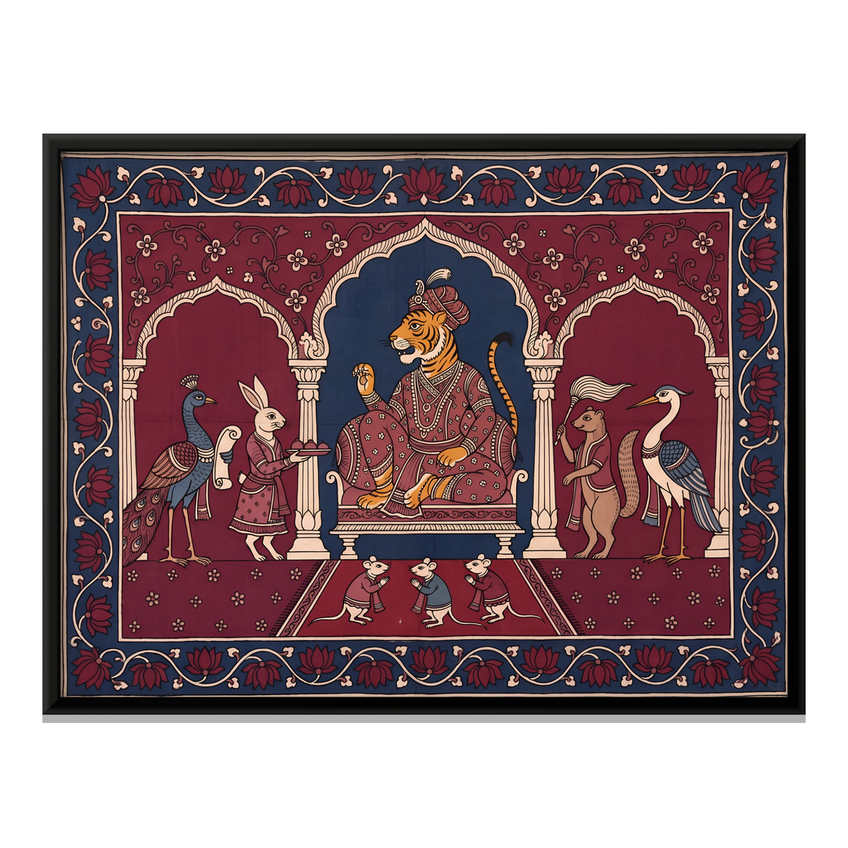Tiger King's Durbar - framed canvas print, front view
