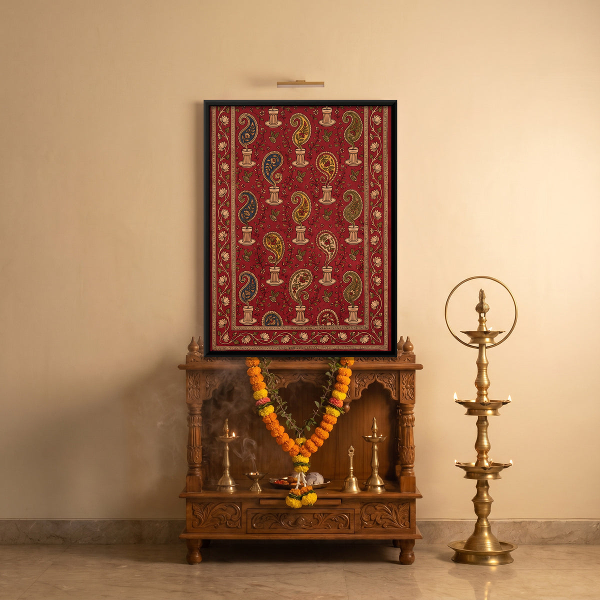 Chai Glasses with Paisley Steam - canvas art shown in a second room setting
