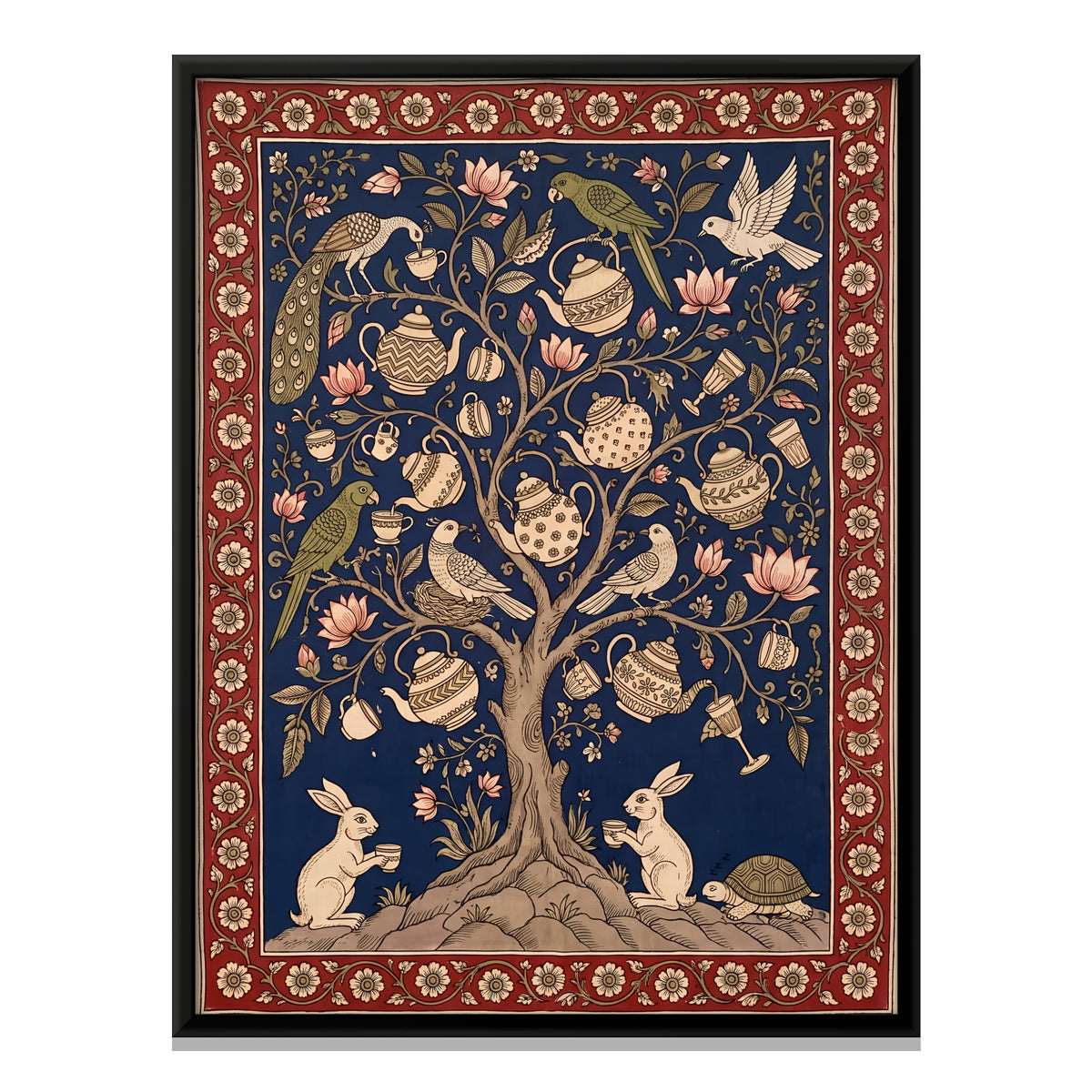 Teapot Tree of Life - framed canvas print, front view