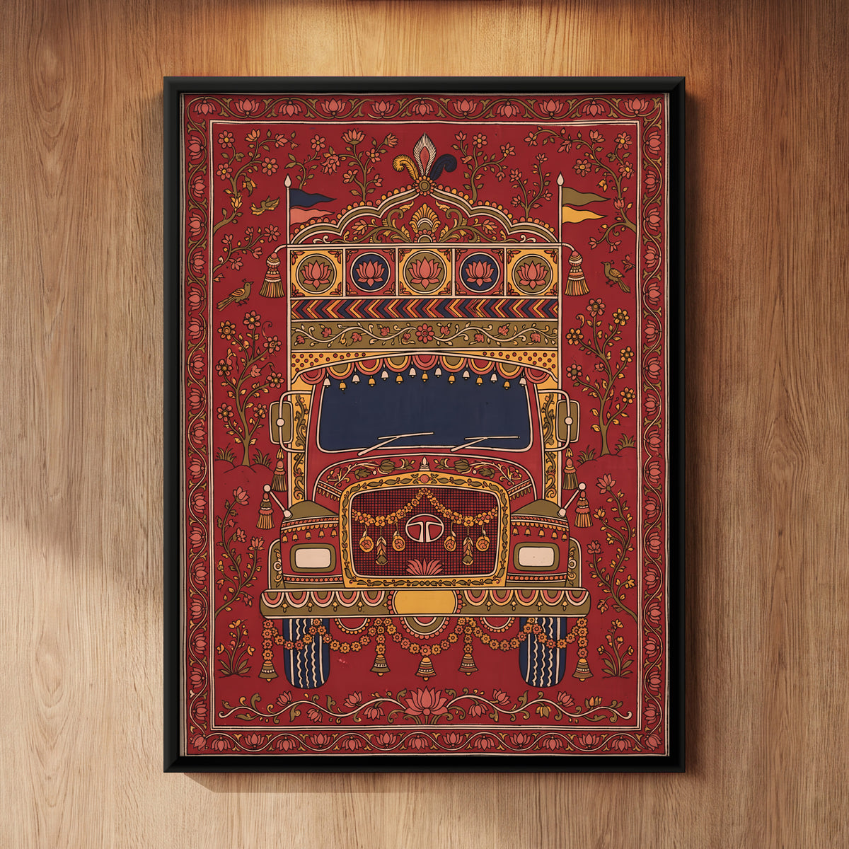 Decorated Truck - framed canvas art hung on a wall