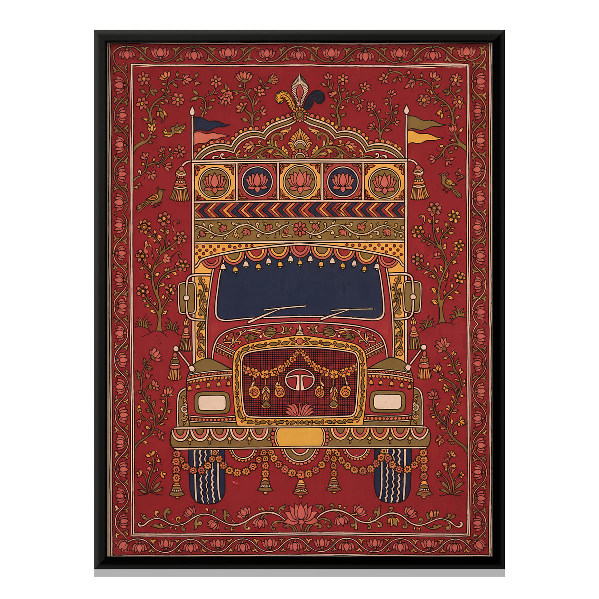 Decorated Truck - framed canvas print, front view