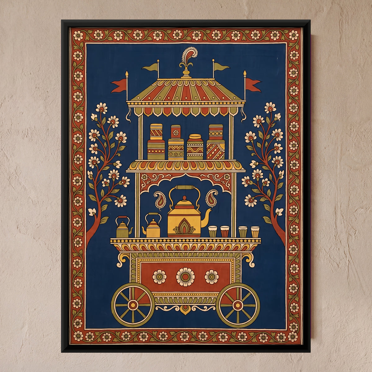 Chai Cart - framed canvas art hung on a wall