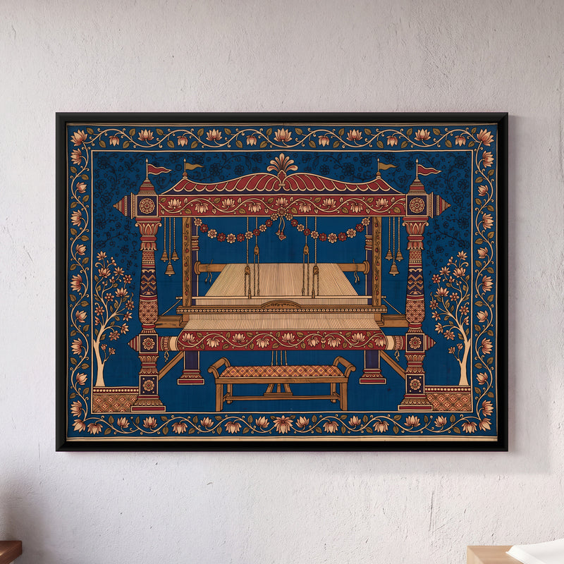 Weaver's Handloom - framed canvas art hung on a wall
