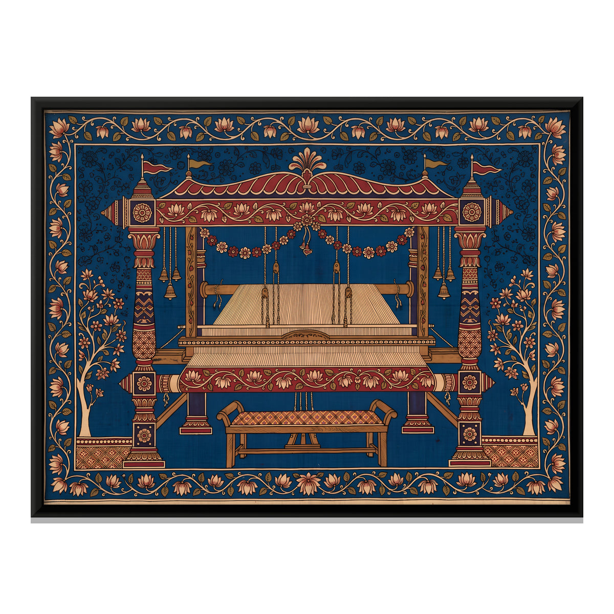 Weaver's Handloom - framed canvas print, front view