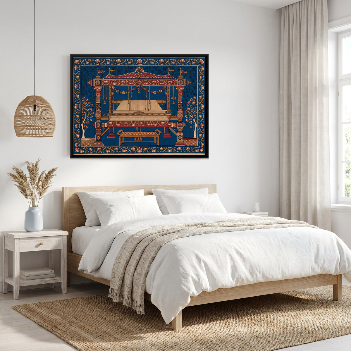 Weaver's Handloom - canvas art shown in a styled room