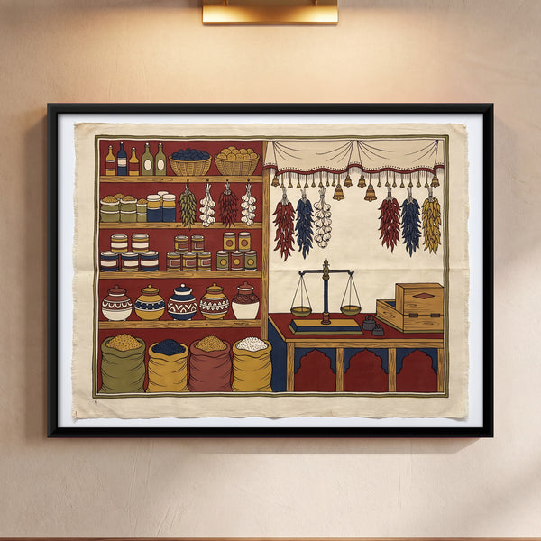 Traditional Indian Grocer's Shop with Provisions