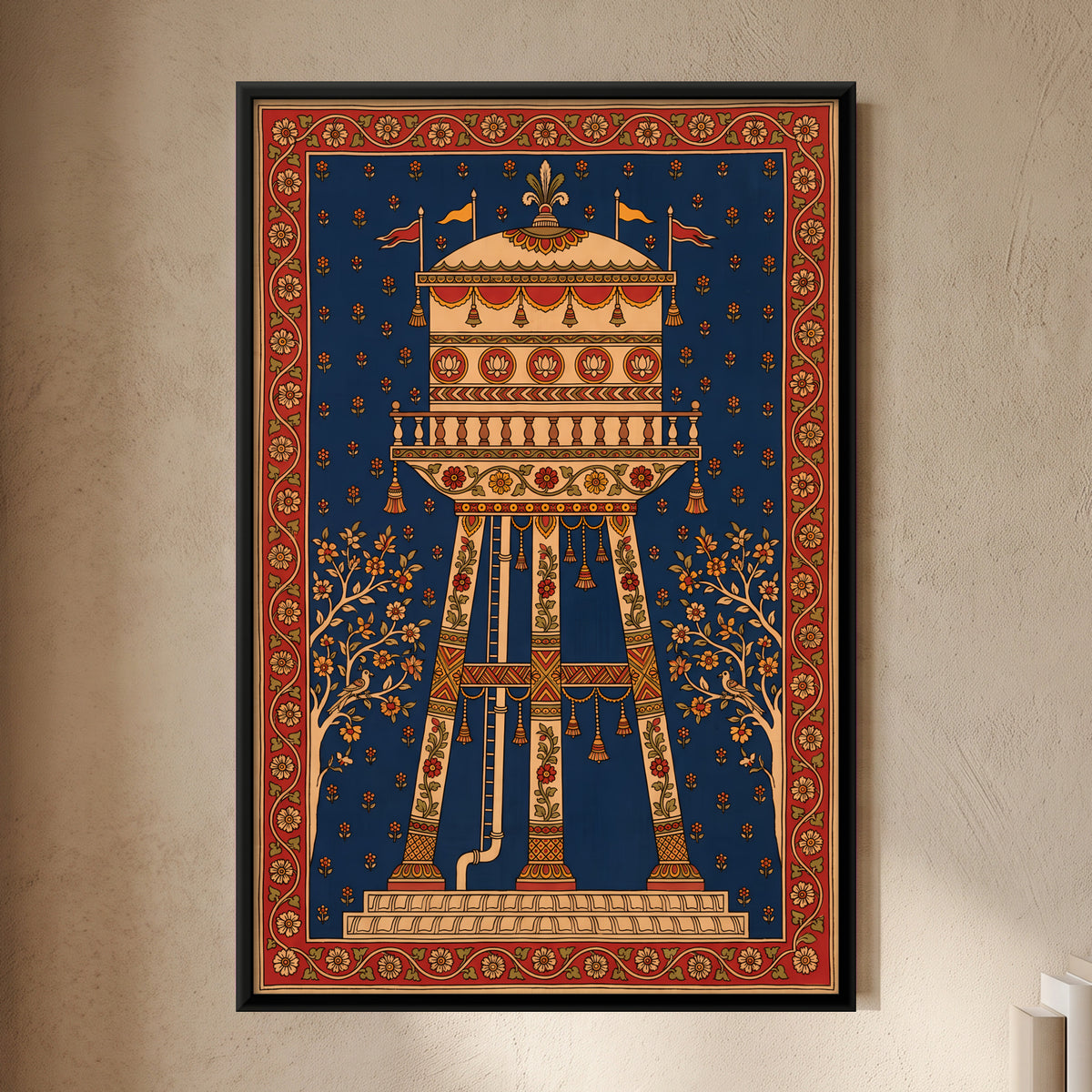 Overhead Water Tower - framed canvas art hung on a wall