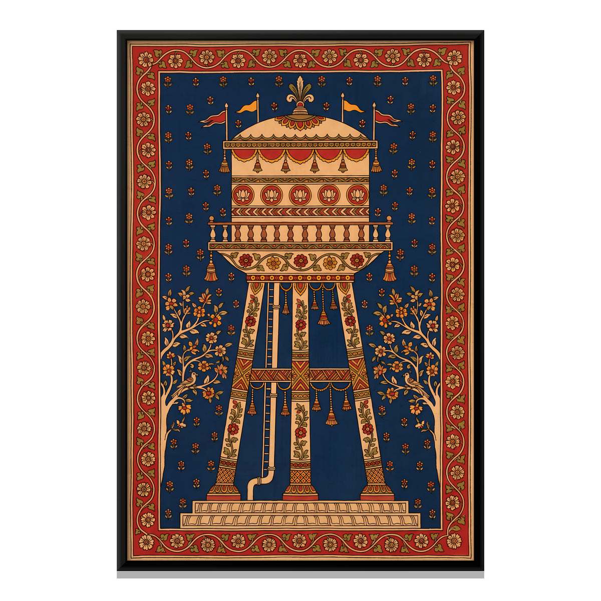 Overhead Water Tower - framed canvas print, front view