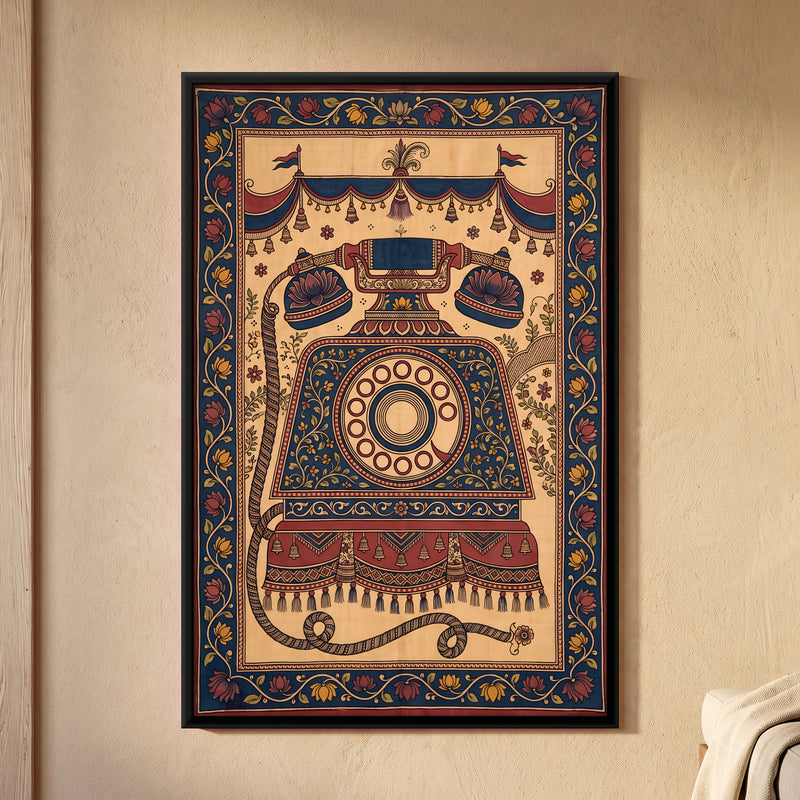 Rotary Dial Telephone - framed canvas art hung on a wall