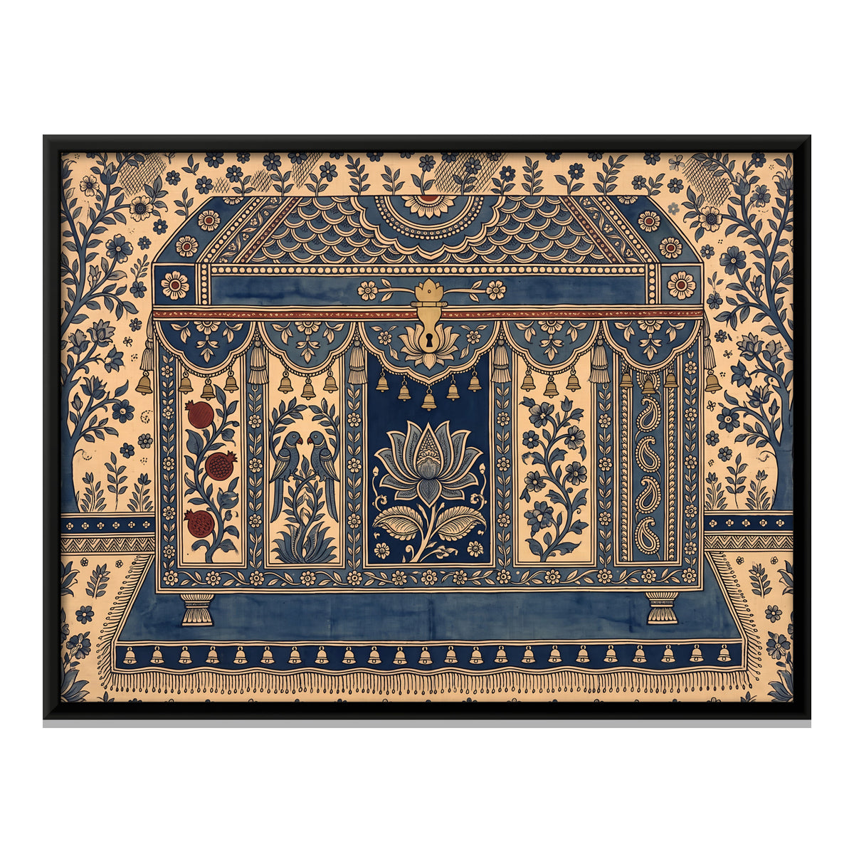 Painted Storage Chest - framed canvas print, front view