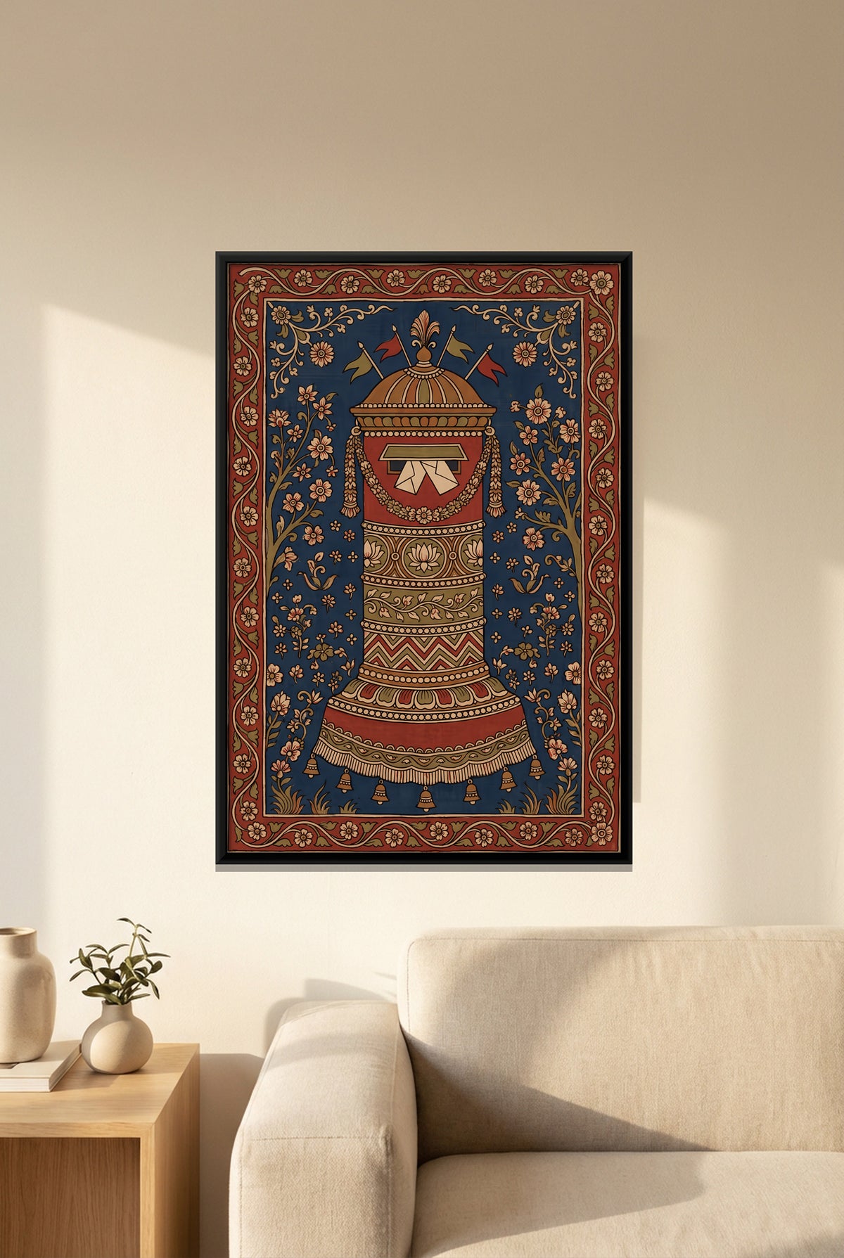 The Pillar Postbox - canvas art shown in a styled room