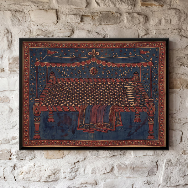 Woven Charpai Bed Under a Canopy