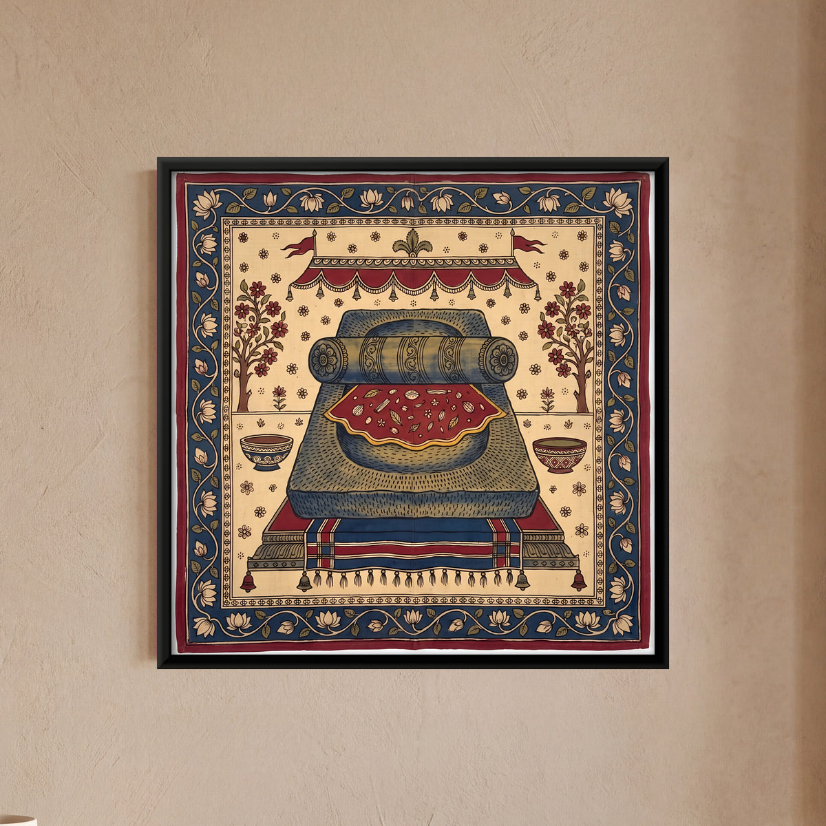 Spice Grinding Stone - framed canvas art hung on a wall