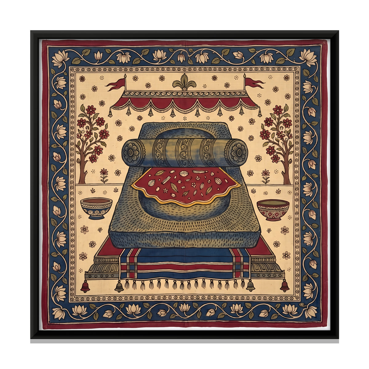 Spice Grinding Stone - framed canvas print, front view