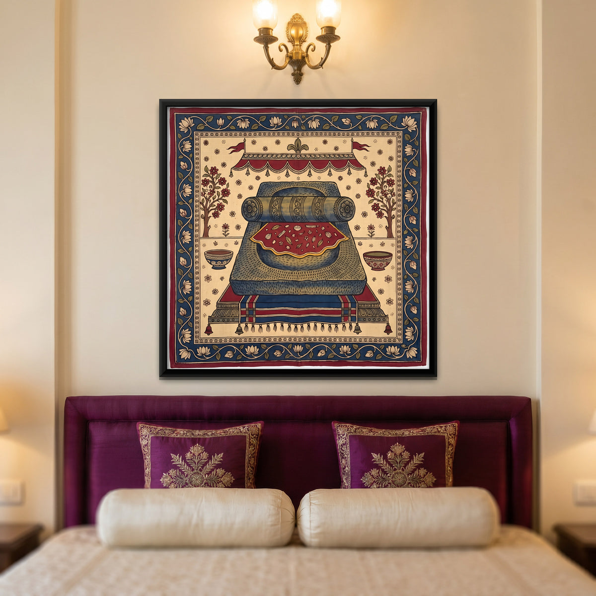 Spice Grinding Stone - canvas art shown in a second room setting