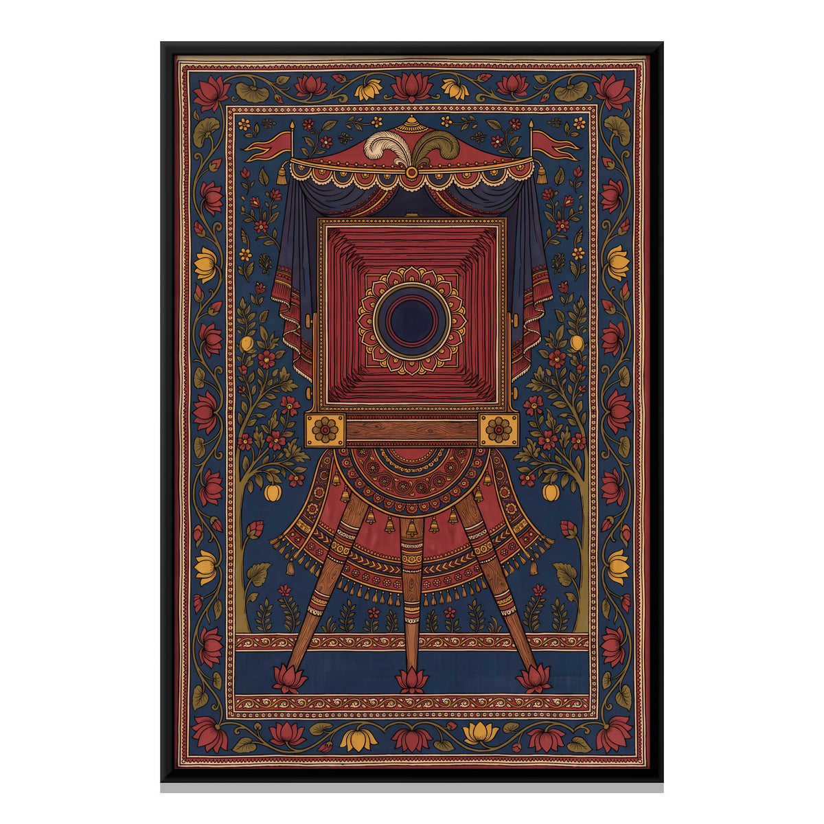 Bellows Camera on a Tripod - framed canvas print, front view