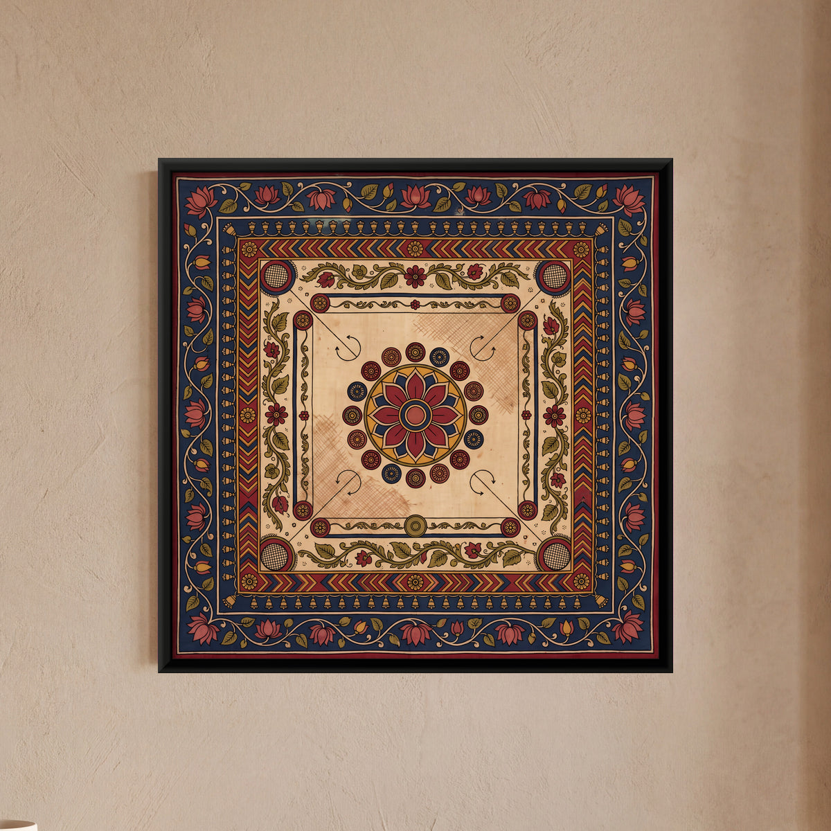 The Carrom Board - framed canvas art hung on a wall