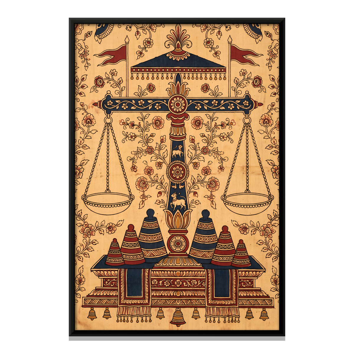 The Weighing Scales - framed canvas print, front view
