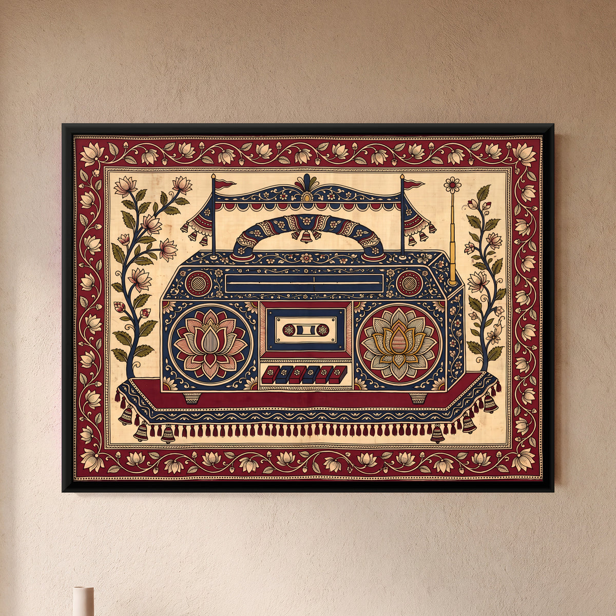 The Radio Cassette Player - framed canvas art hung on a wall