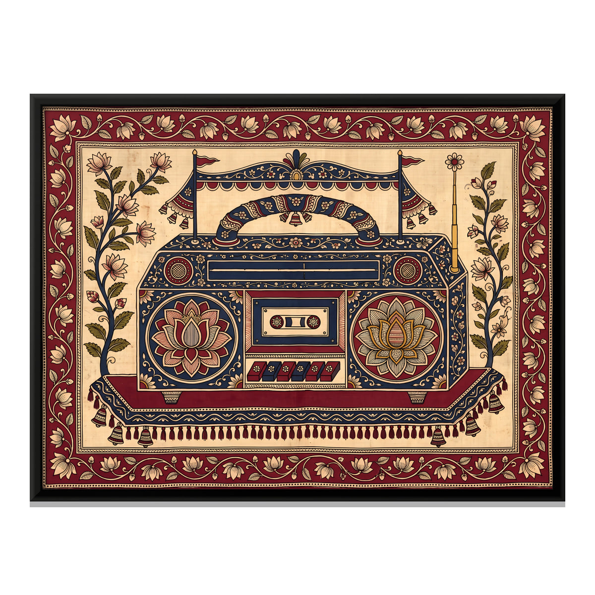 The Radio Cassette Player - framed canvas print, front view
