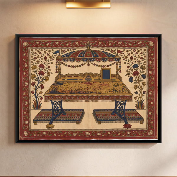 Writing Desk with Inkwell and Benches