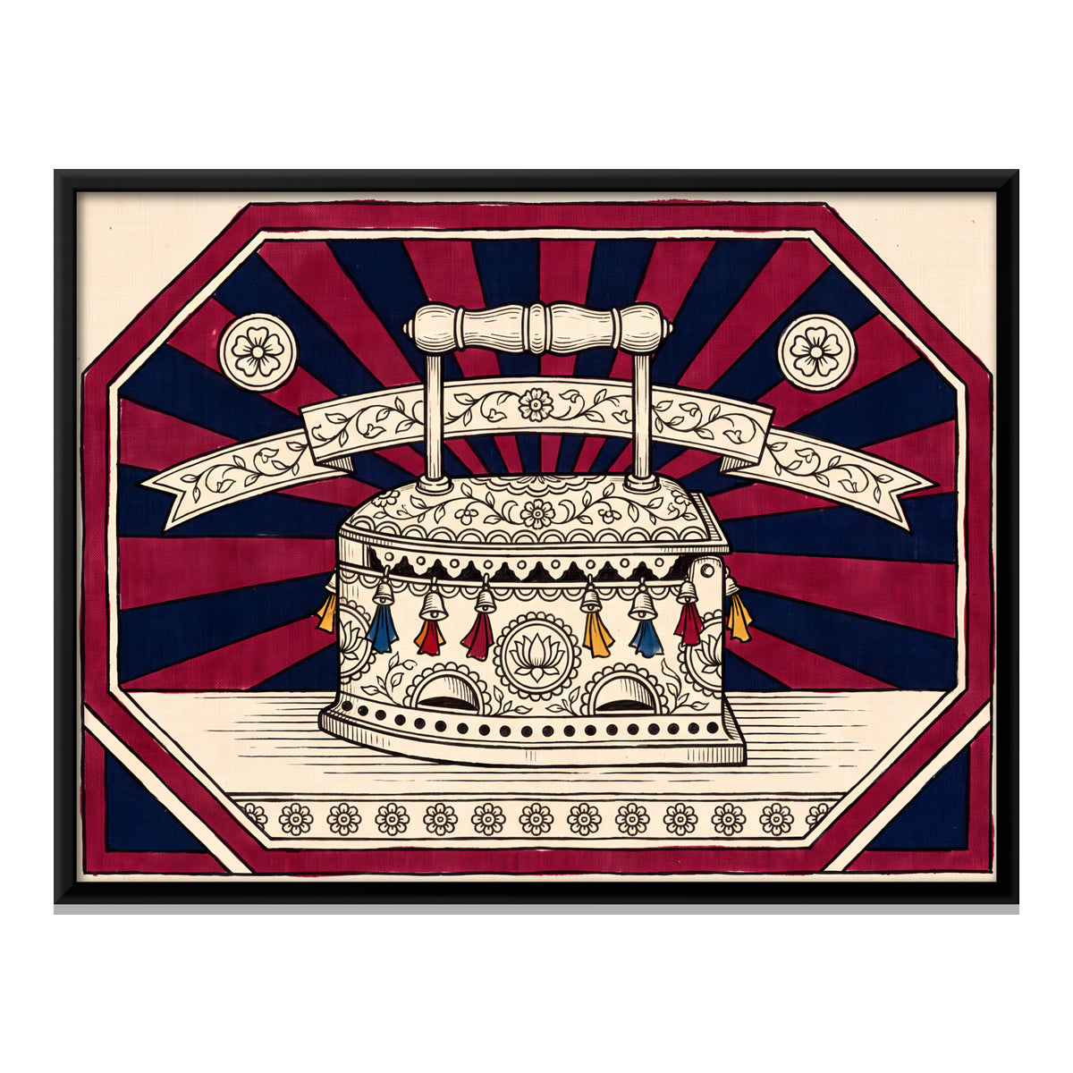 Charcoal Box Iron - framed canvas print, front view