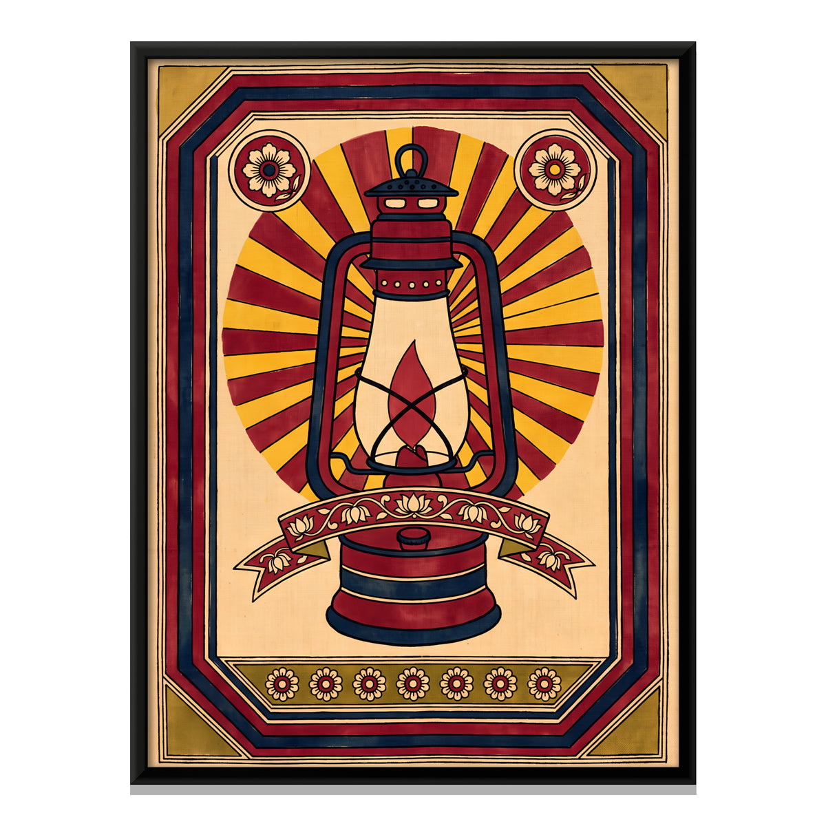 Hurricane Lantern - framed canvas print, front view