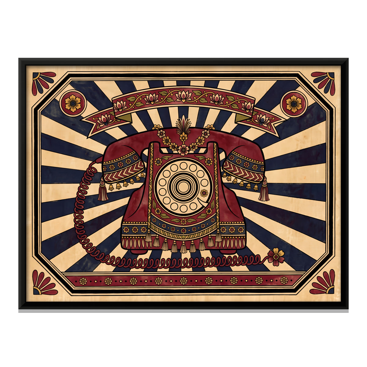 Rotary Dial Telephone - framed canvas print, front view