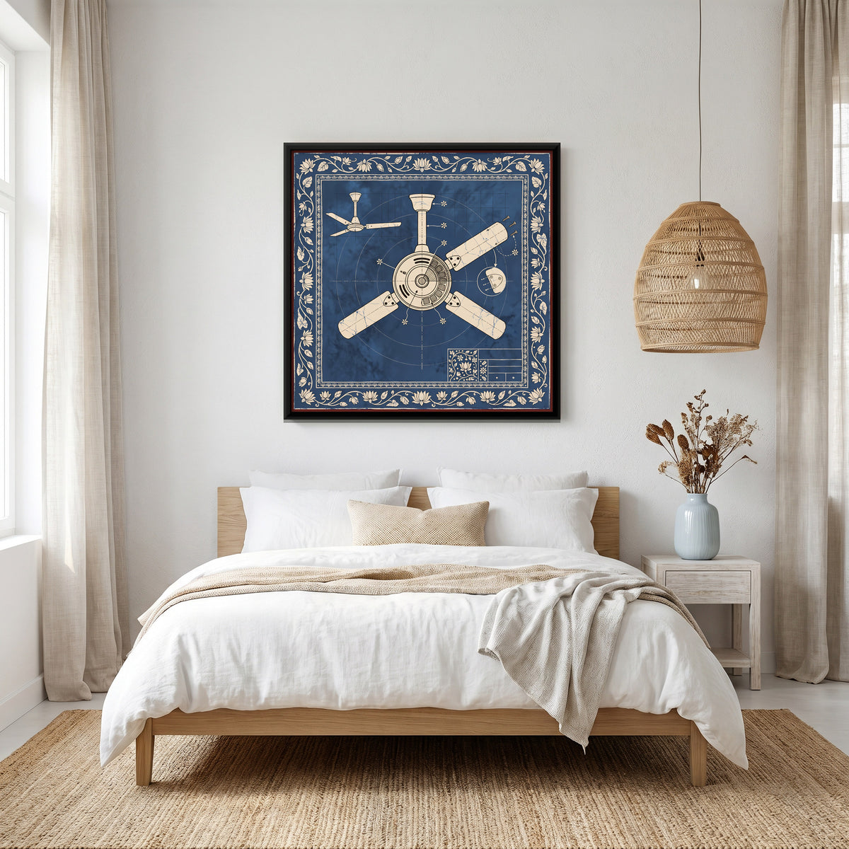 Ceiling Fan Blueprint - canvas art shown in a second room setting