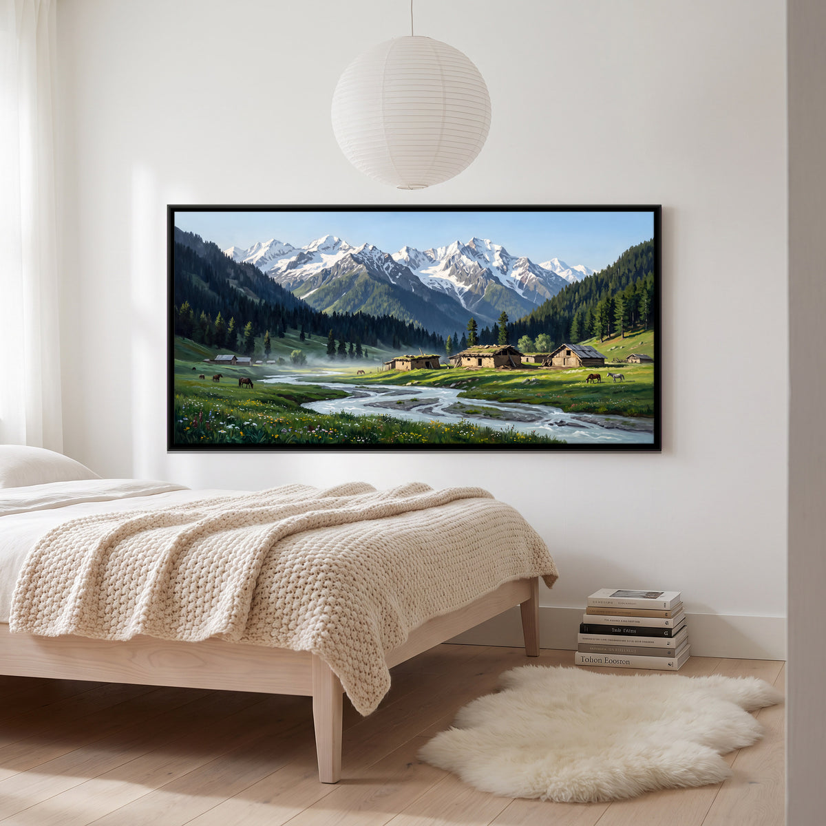 Village in the Aru Valley - canvas art shown in a second room setting