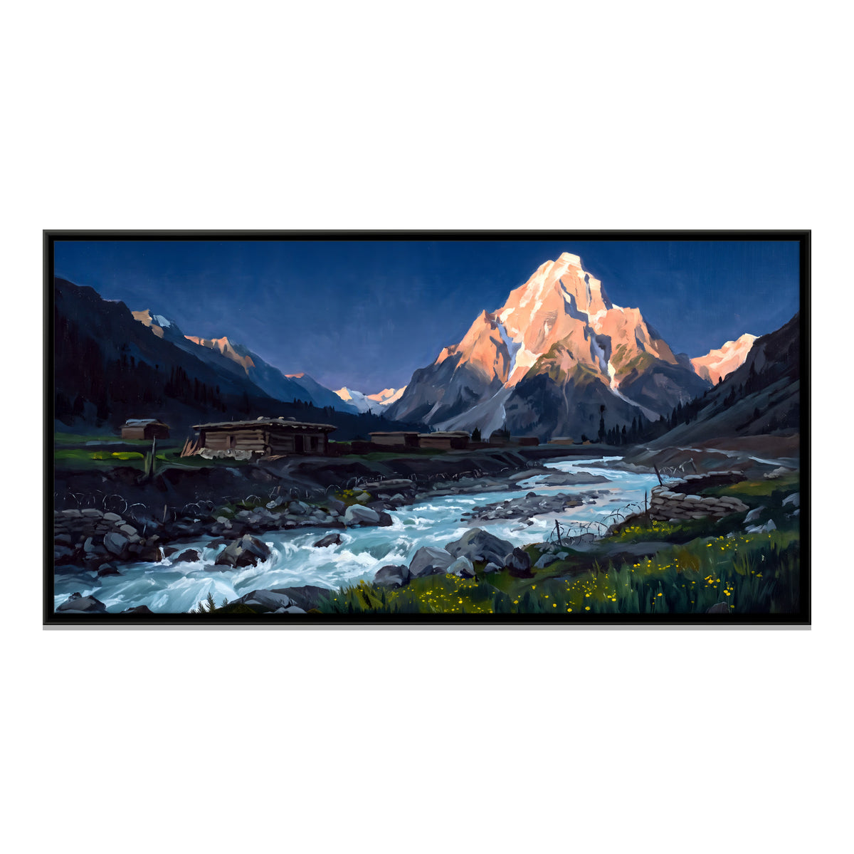 Snow Peak Above the Gurez Valley - framed canvas print, front view