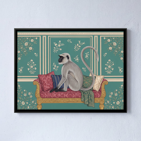 Grey Langur Sitting on a Settee