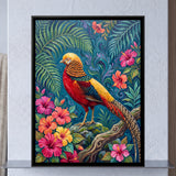 Golden Pheasant Among Hibiscus