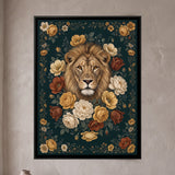 Lion Head Surrounded by Roses