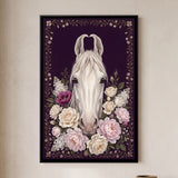 White Horse Head Surrounded by Roses and Peonies